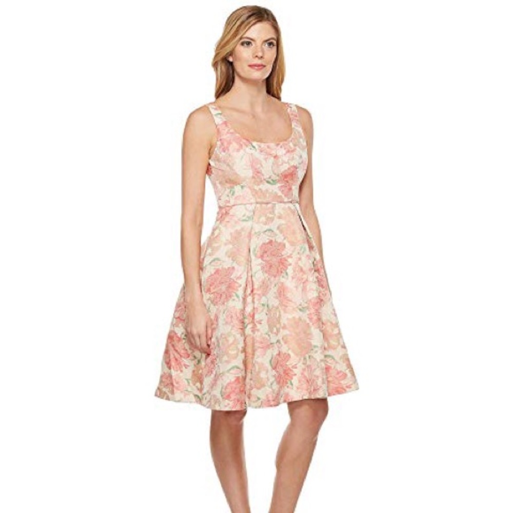Maggy London Jacquard floral fit and flare dress